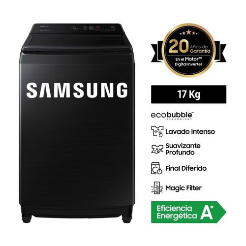 Lavadora Samsung WA17CG6441BVPE EcoBubble Carga Superior Negro 17kg