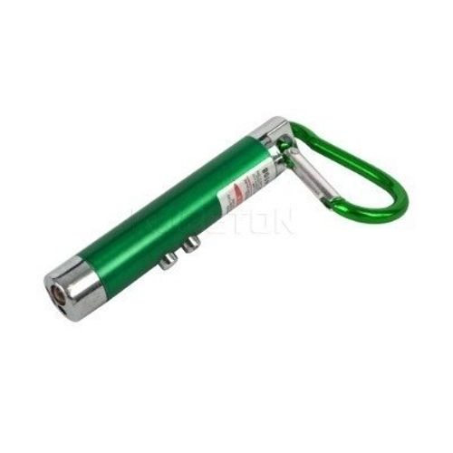 LLAVERO PACK X3 LINTERNA UV, LED BLANCO Y LASER ROJO 3 EN 1 VERDE