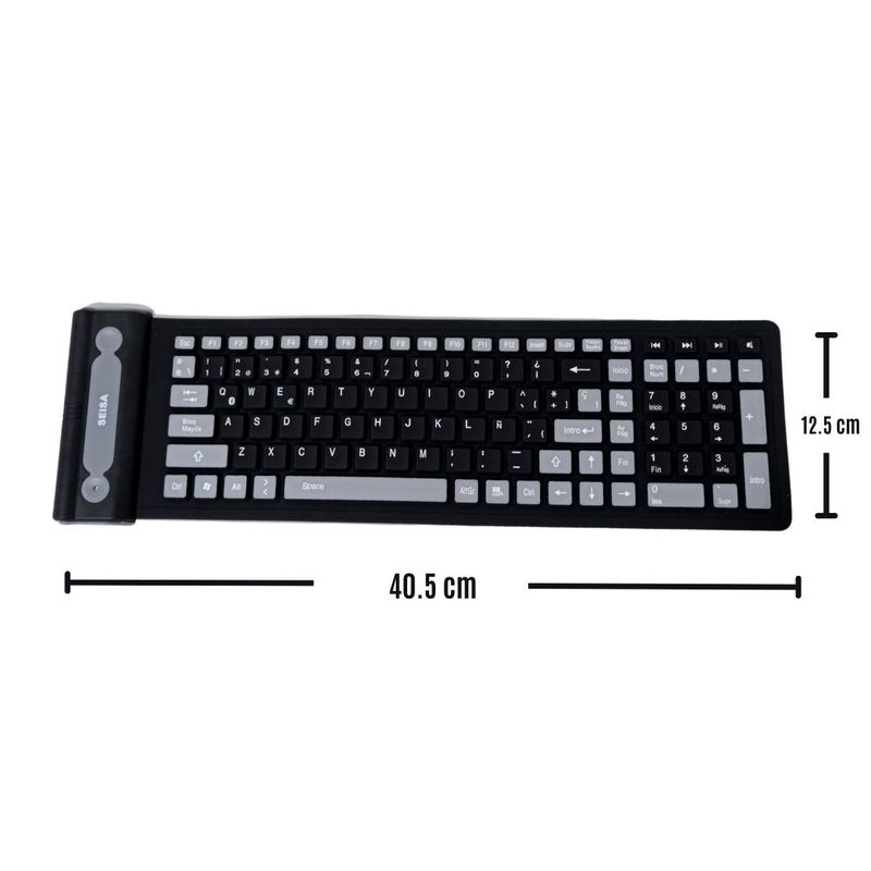 Teclado-Bluetooth-Flexible-Silicona-107-Teclas-Seisa-Celular-Tablet-Etc-Negro