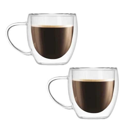 Set de 2 Tazas Doble Pared de Vidrio 250 ml