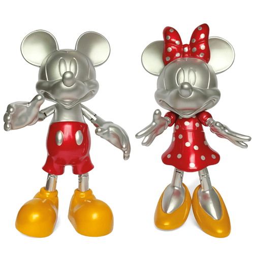 Set de Figuras Articulables  Mickey y Minnie Platinado