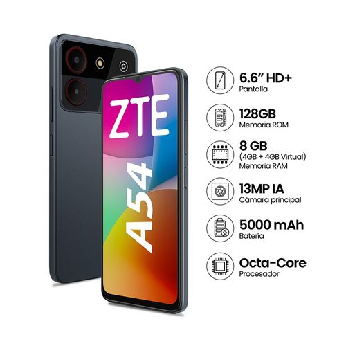 Celular ZTE A54 128GB 4GB 6.6" Gris