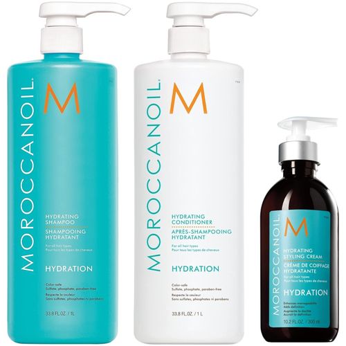 Shampoo 1000ml + Acondicionador+ Crema de Peinar Moroccanoil Hydration