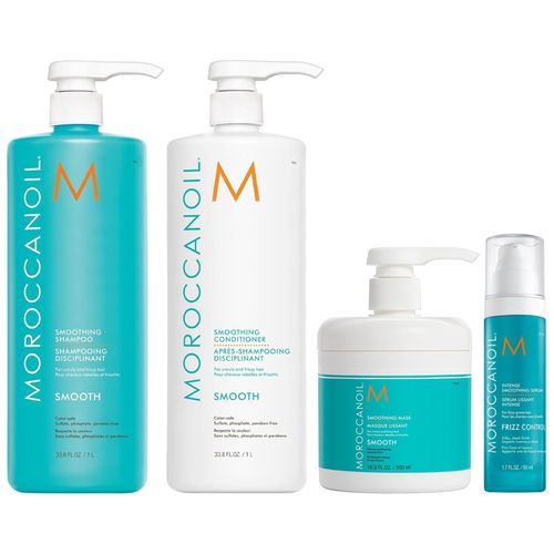 Shampoo 1000ml + Acondicionador + Mascarilla+ Sérum Moroccanoil Smooth