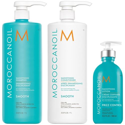 Shampoo Suavizante 1000ml + Acondicionador + Crema Moroccanoil Smooth