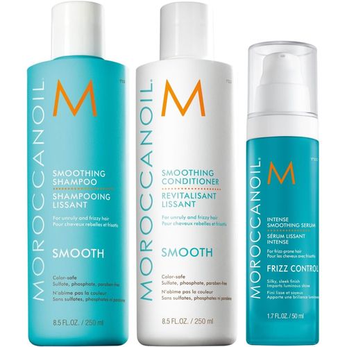 Shampoo Suavizante 250ml + Acondicionador + Sérum Moroccanoil Smooth