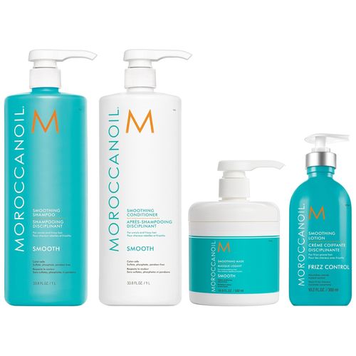 Shampoo 1000ml + Acondicionador + Mascarilla+ Crema Moroccanoil Smooth