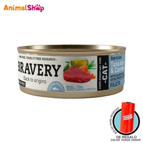 Comida De Gato Esterilizado Bravery Lomo De Atún Y Zanahorias 70 Gr