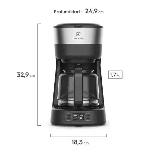 COMBO Cafetera Eléctrica Electrolux Programable 1,2L 30 Tazas Experience (ECM25) + FREIDORA 1200W BO