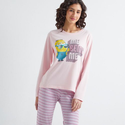 Pijama Minion So Fluf Pantalón + Manga Larga Algodón Mujer Universal