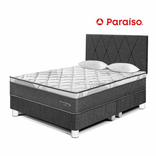 Dormitorio Pocket Star Queen Cabecera Loft + 2 Almohadas + 1 Protector Charcoal