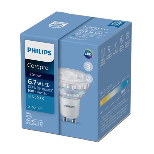 Dicroico LED Philips Corepro GU10 6.7W Luz Fría