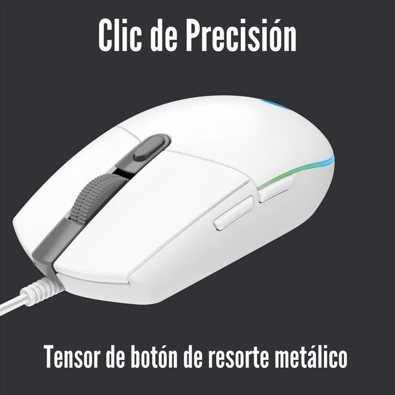 Logitech---Mouse-G203-Lightsync-RGB-8000-dpi---Blanco