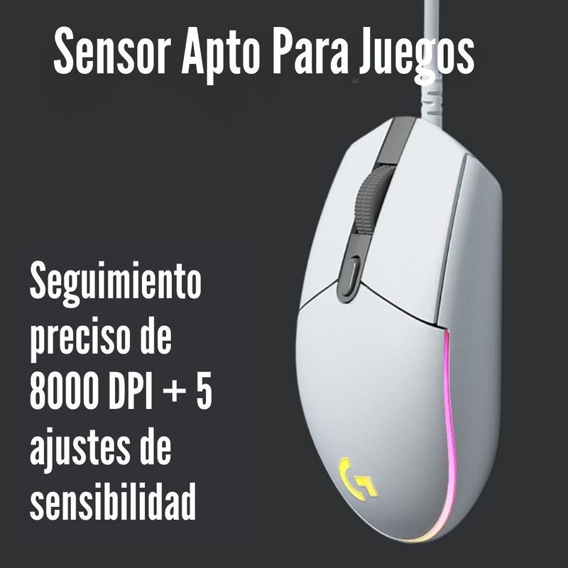 Logitech---Mouse-G203-Lightsync-RGB-8000-dpi---Blanco