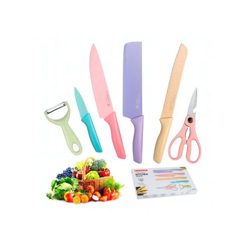 Set de Cuchillos de Cocina 6 piezas Acero Inoxidable de Colores