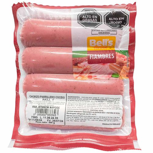 Chorizo Parrillero Cocido BELL'S Paquete 300g