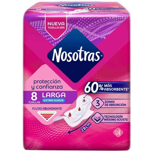 Toallas Higiénicas NOSOTRAS Larga Extra Suave Paquete 8un