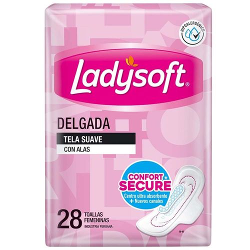 Toalla Higiénica LADYSOFT Delgada con Alas Paquete 28un