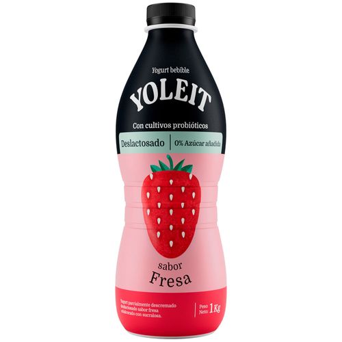 Yogurt Deslactosado YOLEIT Fresa Botella 1Kg