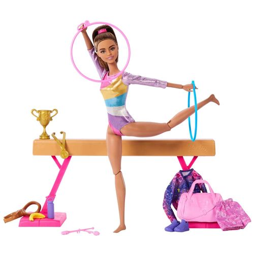 Muñeca profesiones gimnasta cabello castaño BARBIE