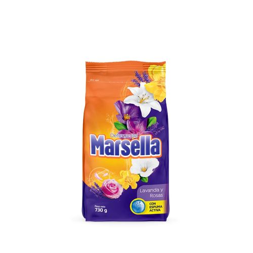 Detergente en Polvo MARSELLA Lavanda y Rosas Bolsa 730g PV