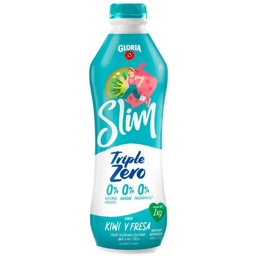 Yogurt GLORIA Slim Sabor a Kiwi y Fresa Botella 1Kg