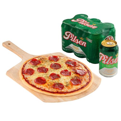 1 Pizza Peperoni + Pilsen Sixpack 355ml