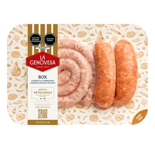 Box LA GENOVESA Chorizo al Parmesano + Chorizo Genovés Picante 410g