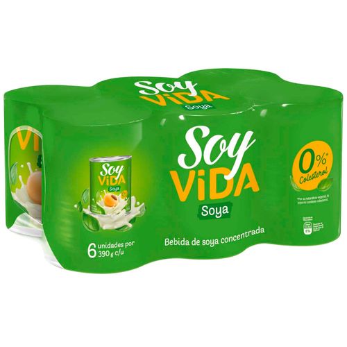 Bebida de Soya SOY VIDA Lata 390g Paquete 6un