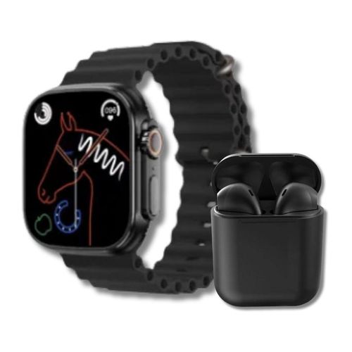 Pack Smartwatch GT9 Negro y Audifono I12 Negro