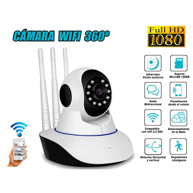 Camara-de-Seguridad-360º-3-Antenas-1080P-WiFi-Inteligente