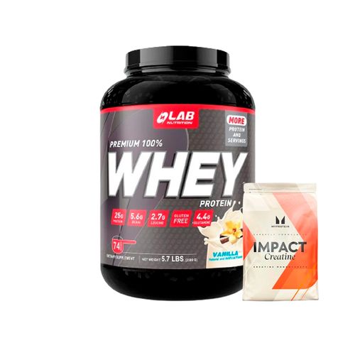 Pack Proteína 100% Premium Whey 5.7 lb Vainilla + Creatina 250gr Myprotein