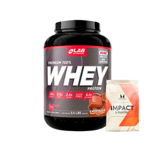 Pack Proteína 100% Premium Whey 5.6 lb Chocolate + Creatina 250gr Myprotein