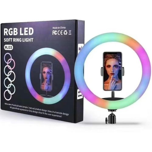 Aro de Luz RGB 33cm + soporte para celular + trípode 2.10m