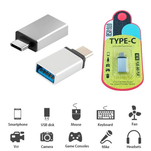 ADAPTADOR OTG USB TIPO C 3.1 MACHO A USB 3.0 HEMBRA - PLATA