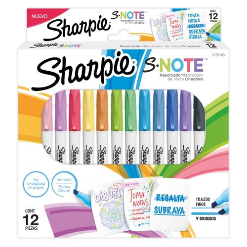 Resaltador Marcador de Texto Creativo Sharpie Snote Caja x12