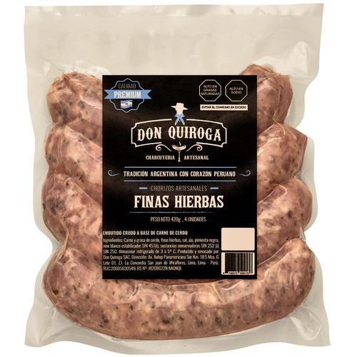 Chorizos Artesanales Finas Hierbas DON QUIROGA Paquete 420g