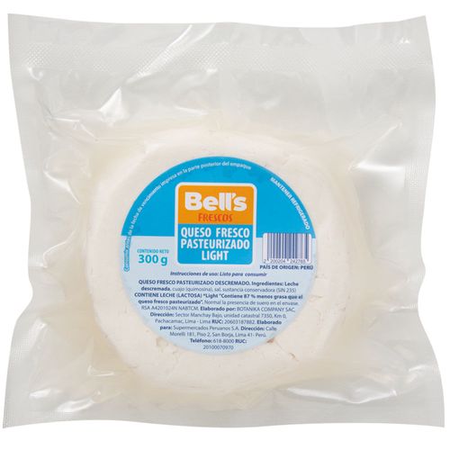 Queso Fresco Pasteurizado Light BELL'S Paquete 300g