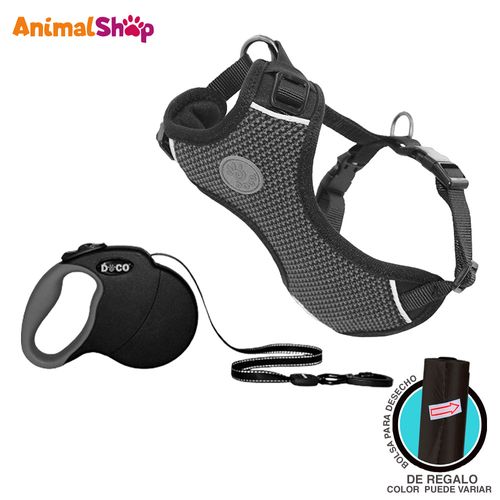 Arnes De Perro Doco Comfortable L Plomo Correa Retractil