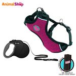 Arnes-De-Perro-Doco-Comfortable-M-Rosado-Correa-Retractil