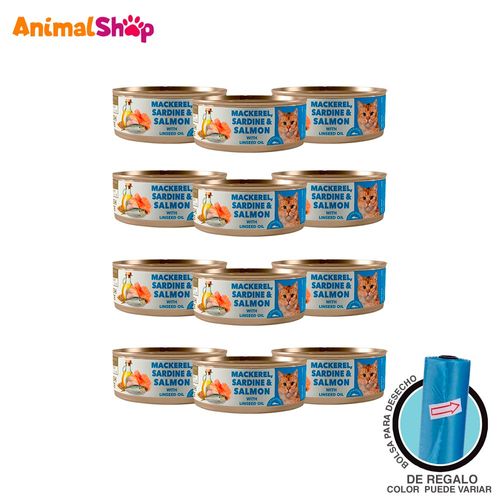 Comida Húmeda De Gato Adulto Amity Sardina Salmón 80 Gr 12Un