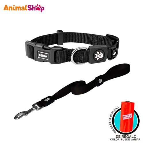 Collar De Perro Doco Nylon Ajustable M Negro Correa