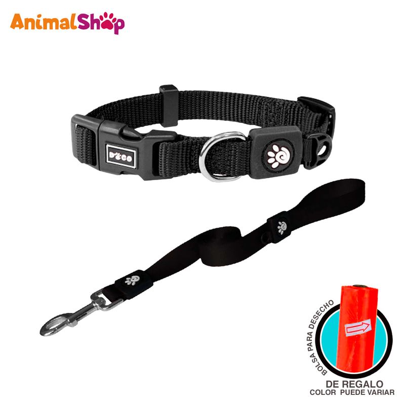 Collar-De-Perro-Doco-Nylon-Ajustable-M-Negro-Correa