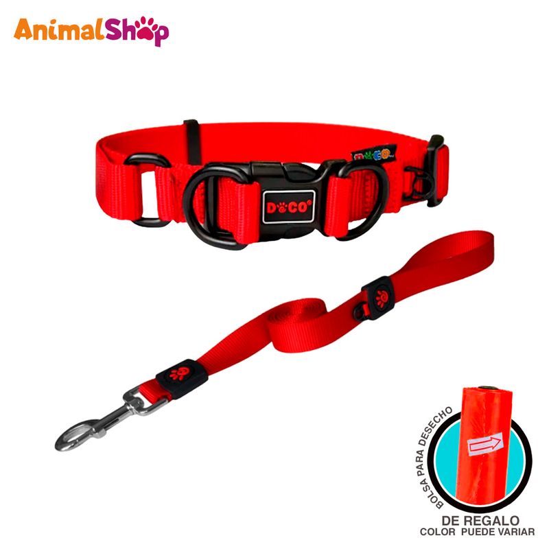 Collar-De-Perro-Doco-Dd-Talla-L-Rojo-Correa