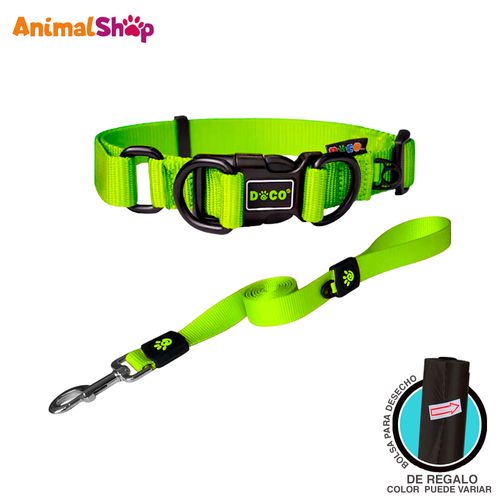 Collar De Perro Doco Dd Talla L Verde Correa