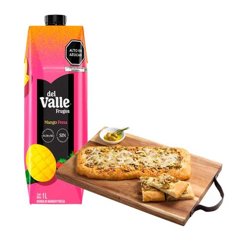 Pack Bebida FRUGOS Mango y Fresa Caja 1L + Focaccia de Aceituna Refrigerada LA FLORENCIA 1un