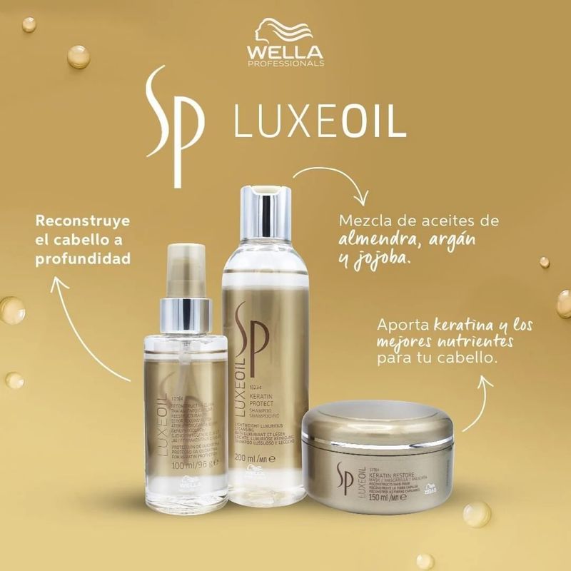 Shampoo-con-Aceite-de-Argan-200ml---Mascarilla---Elixir-Wella-Luxe-Oil-Keratin