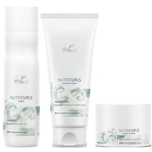 Shampoo para Rizos 250ml + Acondicionador +Mascarilla Wella Nutricurls