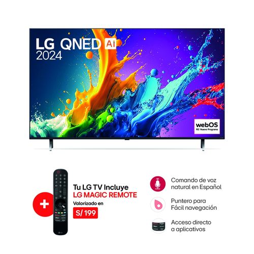 TV LG 75" QNED 4K Ultra HD Smart ThinQ AI 75QNED80TSA (2024)