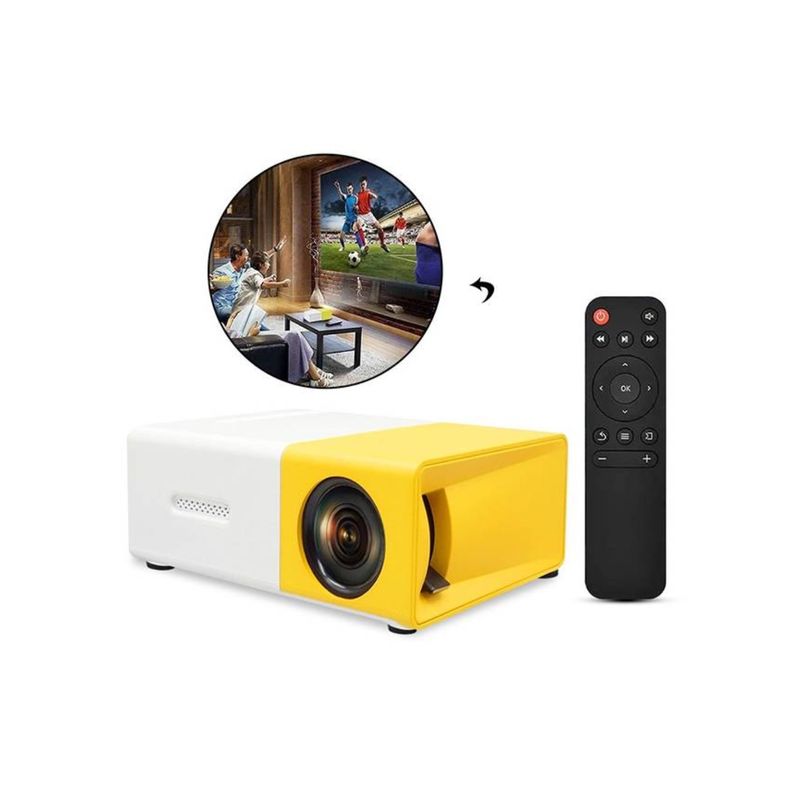 Proyector-Portatil-Multimedia-LED-1080P-Con-Control-Remoto-y-HDMI---Amarillo